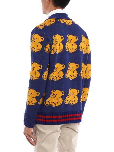 teddy bear sweater gucci|Gucci bear cardigan.